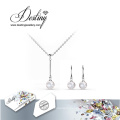 Destiny Jewellery Crystal From Swarovski Hanging Pearls Set Pendant and Earrings